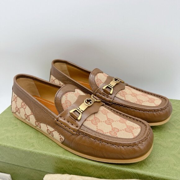 GUCCI Interlocking G Horsebit Logo Supreme Loafer Brown Leather Mens UK 7 US 7.5 - Picture 2 of 14